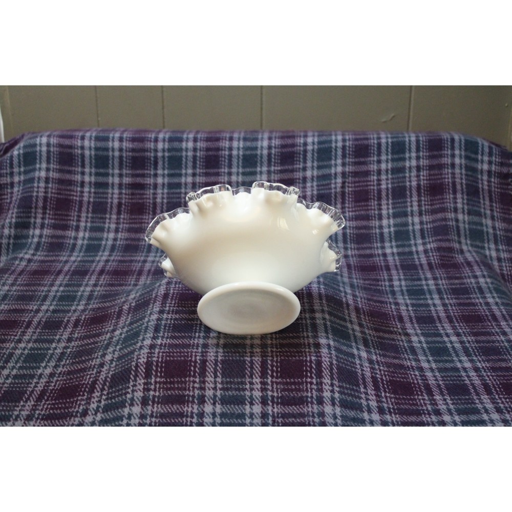 Fenton Silver Crest Milk Glass Footed Bowl - Picture 7 of 8